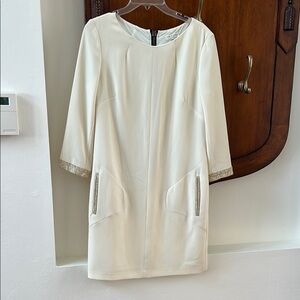 rag & bone Cream Mini Dress with Metallic Trim